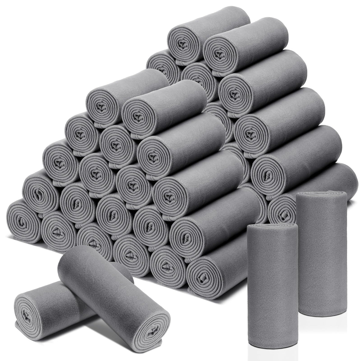 Macarrie 50 Pack Fleece Blankets Bulk,50 x 60 Inch Gray Soft Throw Blankets