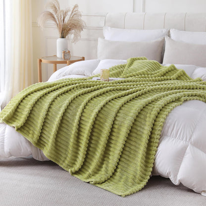 Khaki Throw Blanket for Couch Sofa 50x60 inches Striped Design