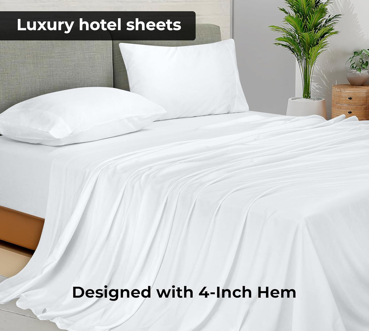 Royale Linens Queen Flat Sheet - Ultra Soft Brushed 1800 Microfiber Flat Sheets Only - Wrinkle Free & Stain Resistant - Hotel Quality Top Sheet for Bed (Queen, White)