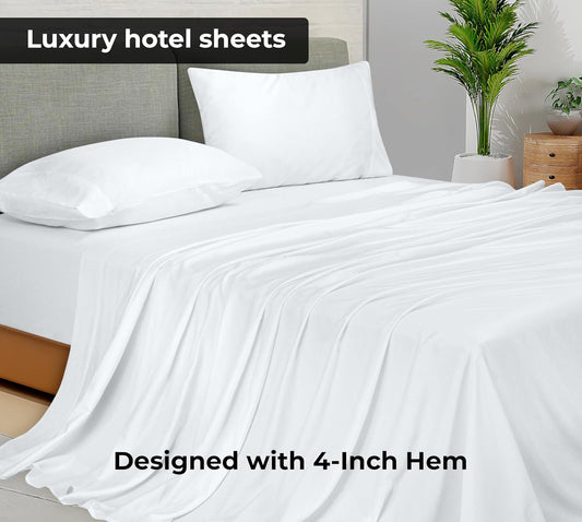 Royale Linens 2 Pack Bulk Flat Sheet Set - Top Sheets - Soft 1800 Microfiber - Wrinkle & Stain Resistant - for Hotel, Massage Table, Hospital, Dorm - Full Flat Sheet Sold Separately (Full, White)
