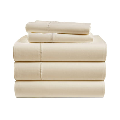 LANE LINEN 100% Egyptian Cotton Sheets King Size Silky Sateen Weave - White