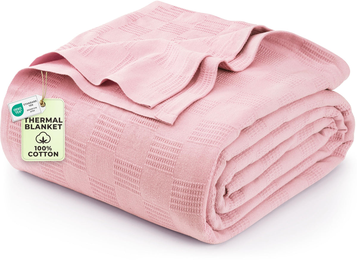 Utopia Bedding 100% Cotton Thermal Blanket White Twin, 90x72 Inches