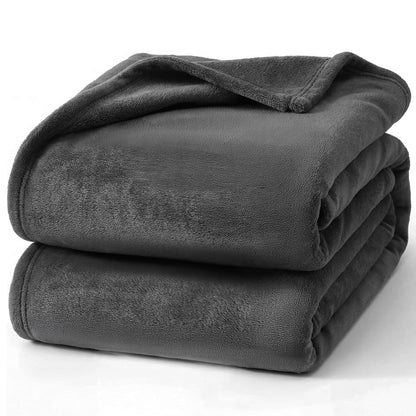 Hansleep Twin Grey Fleece Blanket, Soft Flannel Bed Blanket