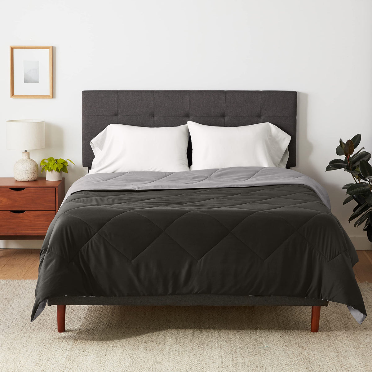 Amazon Basics Reversible Lightweight Microfiber All Season Comforter Blanket, Twin/Twin XL, Burgundy/Grey