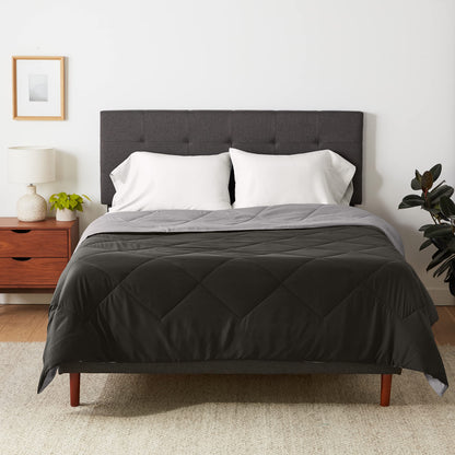 Amazon Basics Reversible Lightweight Microfiber All Season Comforter Blanket, Twin/Twin XL, Burgundy/Grey