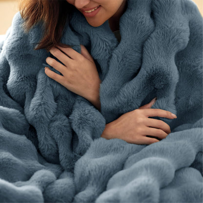 Bedsure Fluffy Bubble Faux Fur Throw XL Blanket, 50"x70", Tie-dye Taupe
