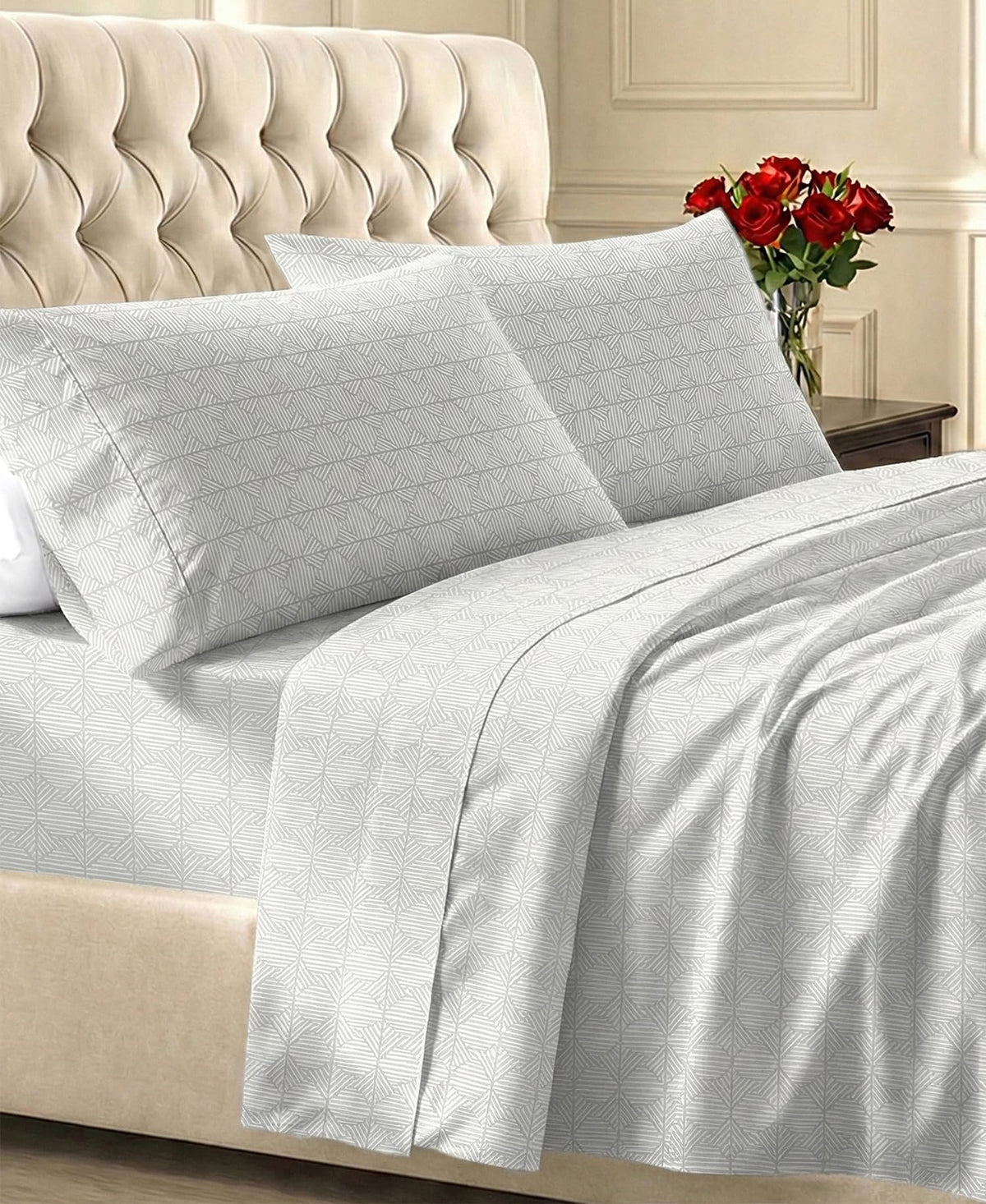 California Design Den Soft 100% Cotton Sateen Queen Bed Sheets Set, White