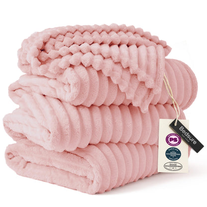 Bedsure Soft Queen Size Blanket for Bed Beige 90"x90"