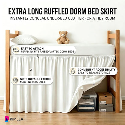 White Platform Dorm Room Bed Skirt Twin XL 36 Inch Drop with Split Corner
