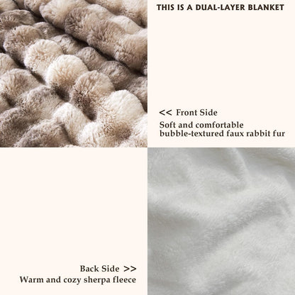 50"x60" Ultra-Soft Fuzzy Faux Fur Throw Blanket, Brown Tie Dye