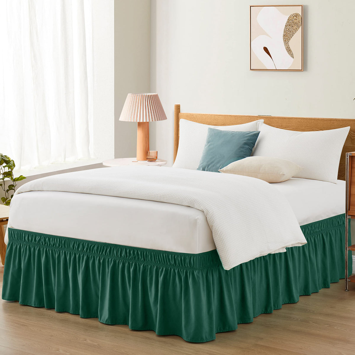Entisn Black Wrap Around Bed Skirt, Twin Twin XL 18-Inch Brushed Drop