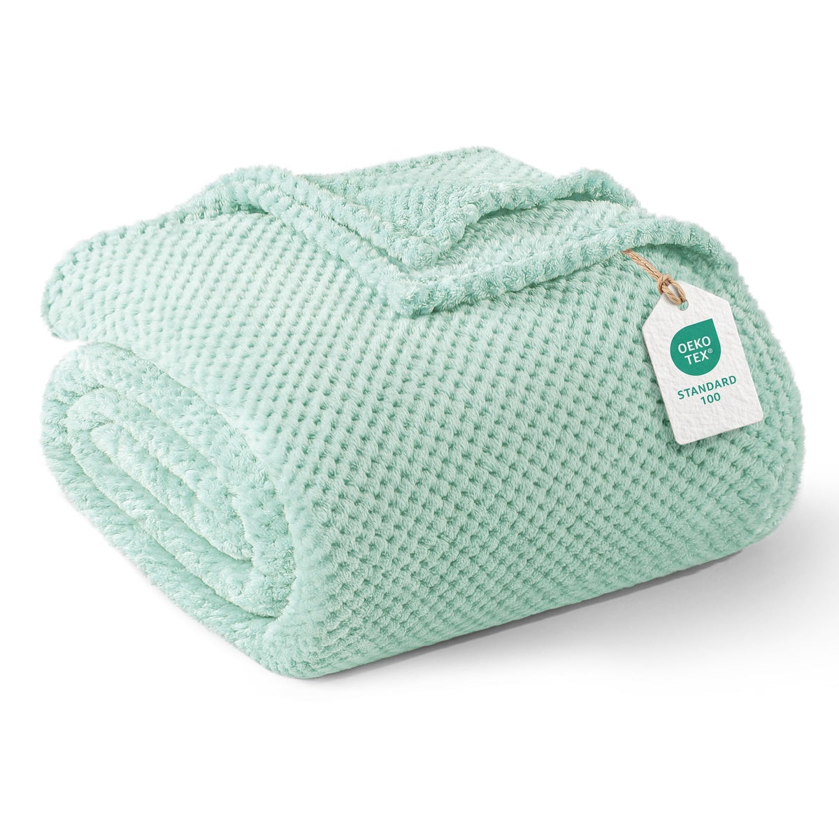 Exclusivo Mezcla Large Waffle Fleece Throw Blanket for Couch, Slate Blue