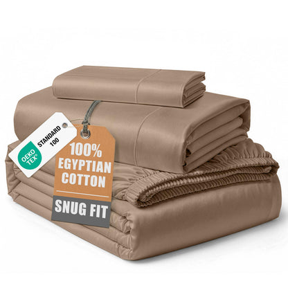 LANE LINEN 100% Egyptian Cotton Sheets King Size Silky Sateen Weave - White