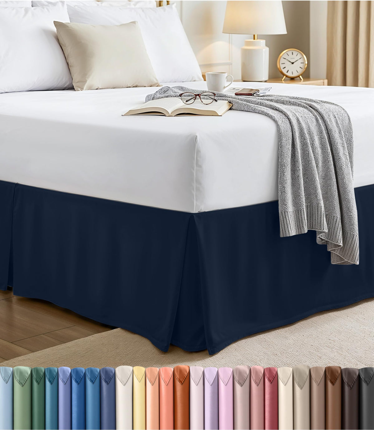 Queen Size Pleated Bed Skirt, Hides Under-Bed Storage 16 Inch Drop, Brown
