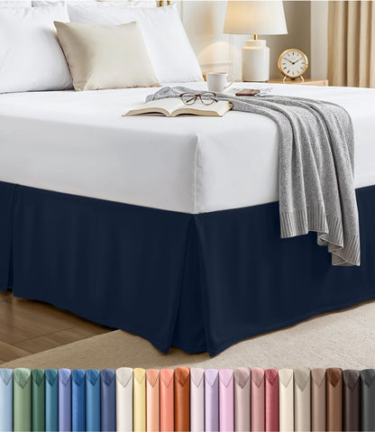 Queen Size Pleated Bed Skirt, Hides Under-Bed Storage 16 Inch Drop, White