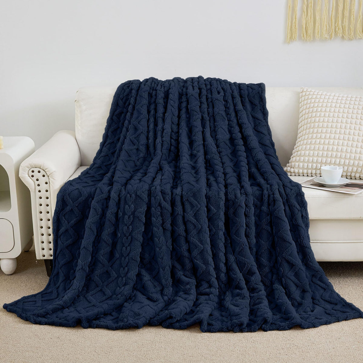 Aganear Fleece Throw Blanket for Couch, Fall Boho Blankets,50"x60" Khaki