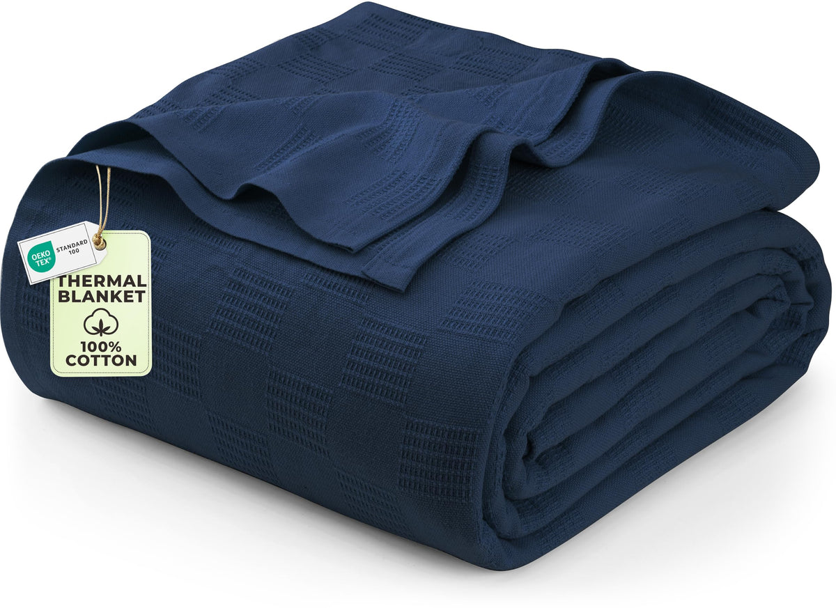 Utopia Bedding 100% Cotton Thermal Blanket White Twin, 90x72 Inches