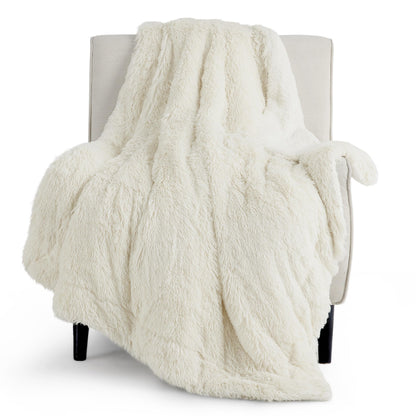 Bedsure Faux Fur Fluffy Fleece Sherpa Blanket Couch Throw Grey 50"x60"