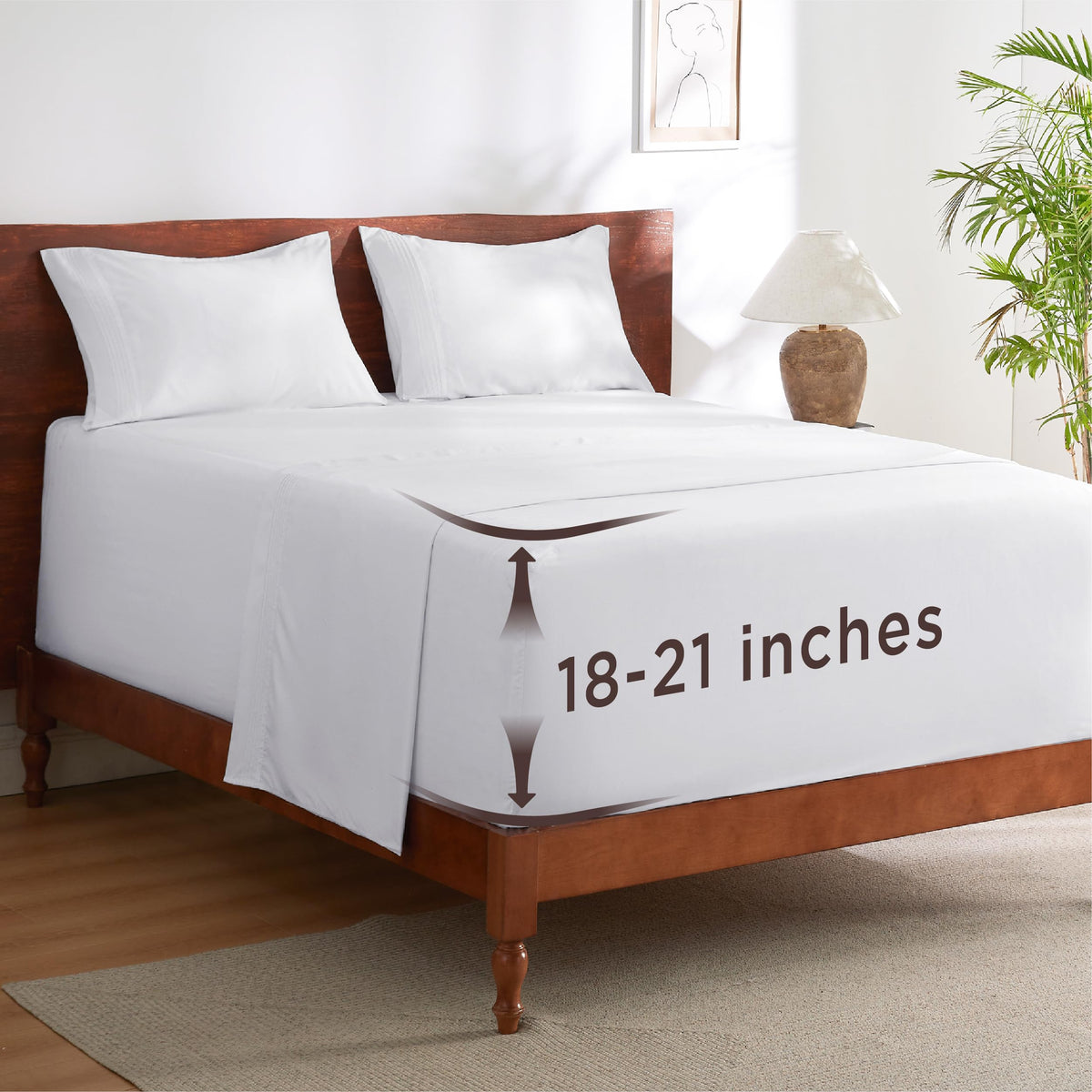 Bedsure Deep Pocket Queen Sheets Set - Fits Mattresses Up to 21 Inches Thick - 4 Piece GentleSoft Bed Sheets, Moisture Wicking, Soft & Cooling Bedsheet & Pillowcases, Easy & Secure Fit, Light Grey
