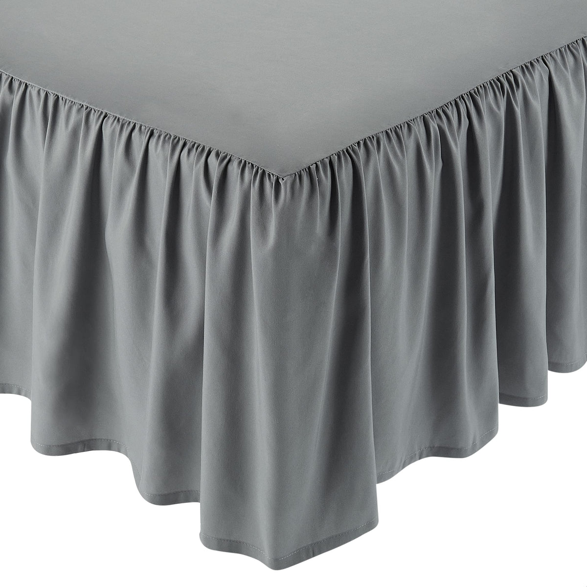 Amazon Basics Lightweight Ruffled Bed Skirt, Machine Washable, Wrinkle Resistant, Classic Style, Soft 100% Microfiber With 16" Drop, King, Bright White