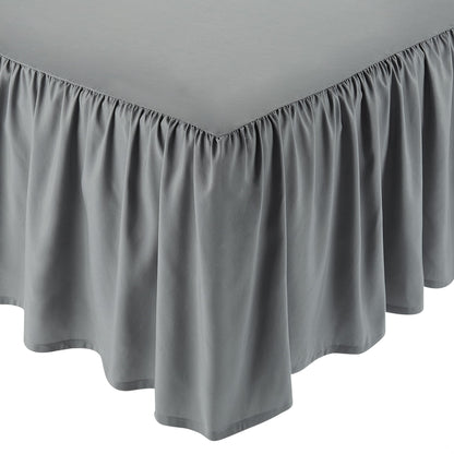 Amazon Basics Lightweight Ruffled Bed Skirt, Machine Washable, Wrinkle Resistant, Classic Style, Soft 100% Microfiber With 16" Drop, King, Bright White