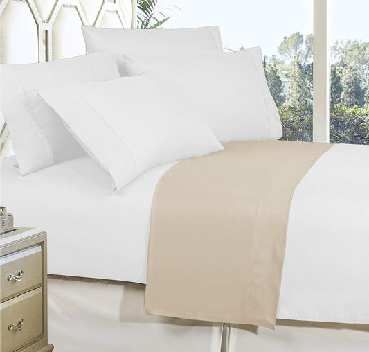 Elegant Comfort Premium Hotel Quality 1-Piece Flat Sheet, Luxury and Softest 1500 Premium Hotel Quality Microfiber Bedding Flat Sheet, Wrinkle-Free, Stain-Resistant, California King, Cream