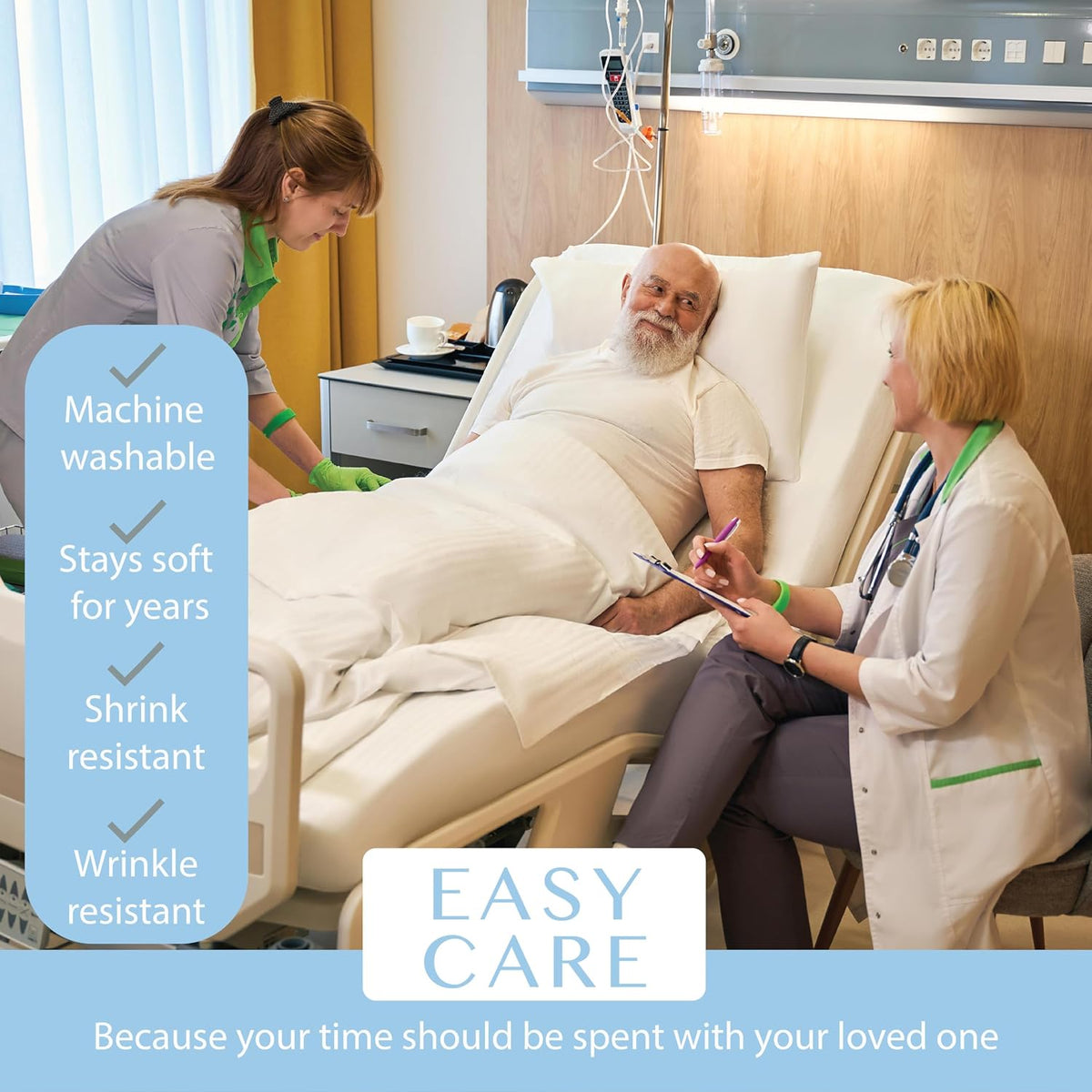 BLISSFORD 2 Pack Fitted Hospital Bed Sheets for Home Use, 36 x 84 x 12