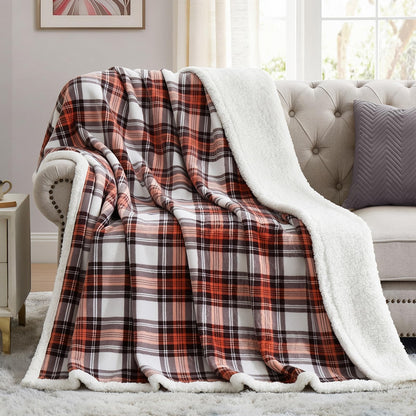 PU MEI Sherpa Fleece Throw Blanket 60" x 80" Reversible Plush Fluffy Large Big Blanket Lattice Flannel Blankets for Sofa Couch Bed (Grey-Soft Blue, 60"*80")