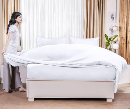 Full Size Flat Sheet Only, Ultra Soft & Breathable Hotel Sheets, White