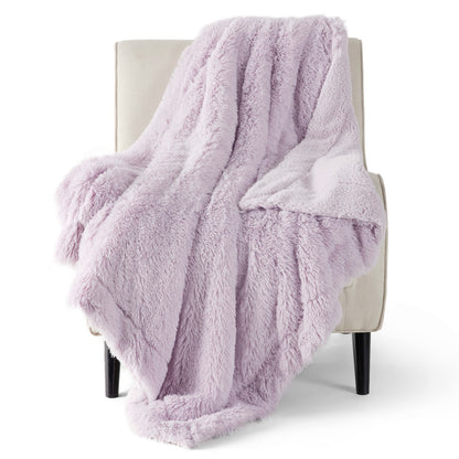 Bedsure Faux Fur Fluffy Fleece Sherpa Blanket Couch Throw Grey 50"x60"