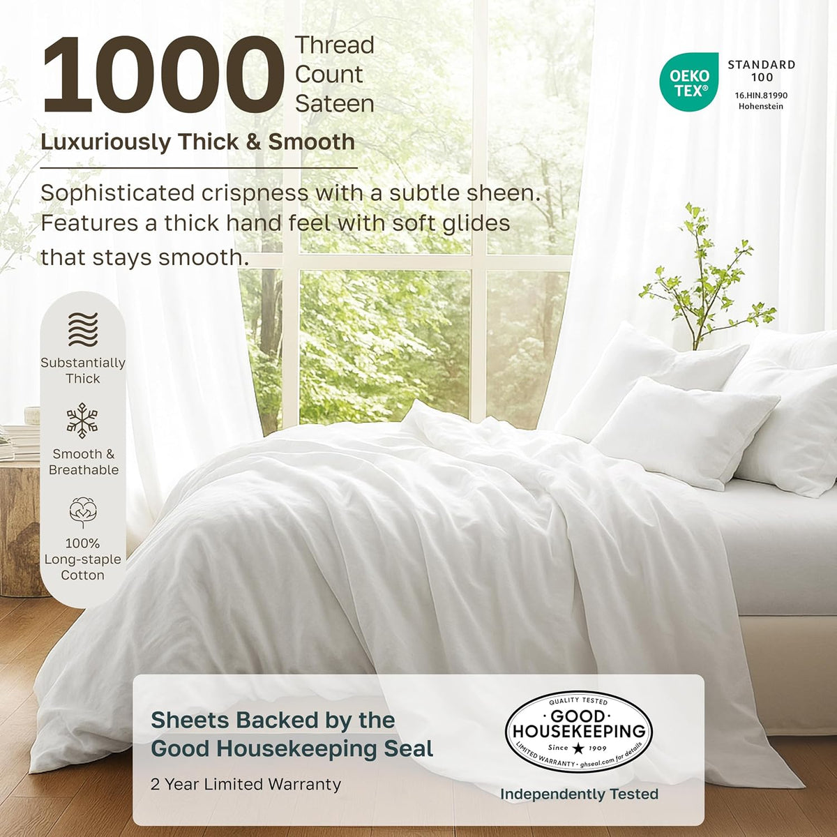 California Design Den Luxury 1000 Thread Count King Size Sheets Set