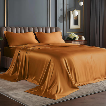 BEDELITE Satin Sheets Queen Size Bed Set, Black, 4 Pieces