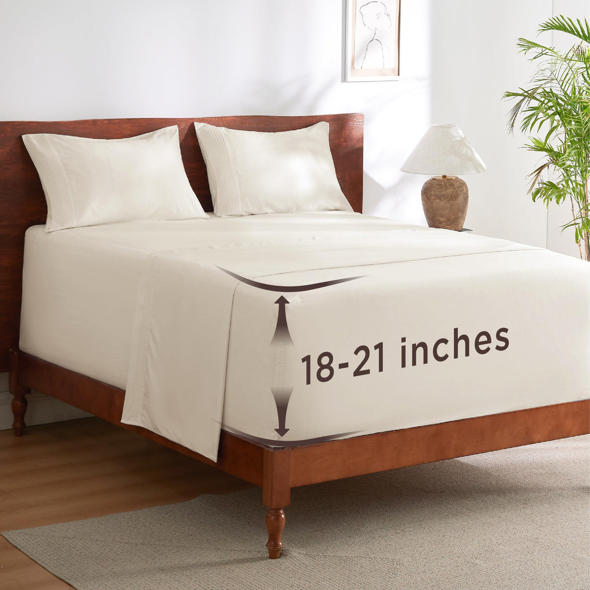 Bedsure Deep Pocket Queen Sheets Set - Fits Mattresses Up to 21 Inches Thick - 4 Piece GentleSoft Bed Sheets, Moisture Wicking, Soft & Cooling Bedsheet & Pillowcases, Easy & Secure Fit, Light Grey