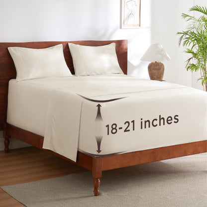 Bedsure Deep Pocket Queen Sheets Set - Fits Mattresses Up to 21 Inches Thick - 4 Piece GentleSoft Bed Sheets, Moisture Wicking, Soft & Cooling Bedsheet & Pillowcases, Easy & Secure Fit, Light Grey