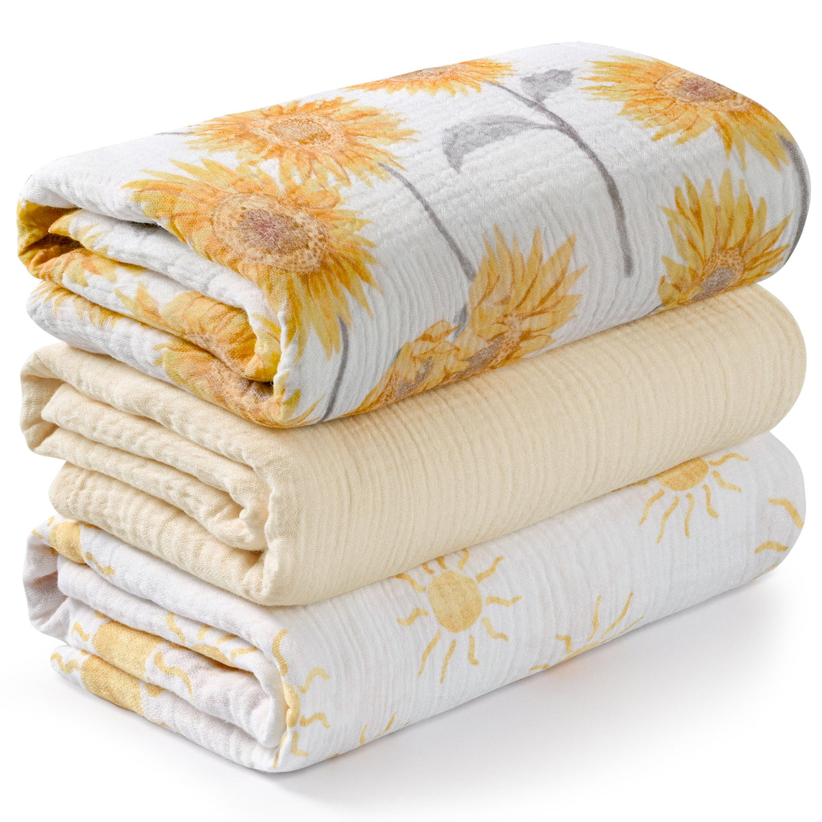 Muslin Swaddle Blankets for Newborn, 3 Pack Breathable Soft Receiving Blanket, Large 38 x 40 inches Swaddle Wrap Burping Clothes, Essentials Infant Shower Items, Toddler Gift (Bright Colors)