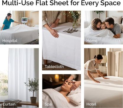XL Oversized King Flat Sheet Only 132x110 California King Flat Sheet White