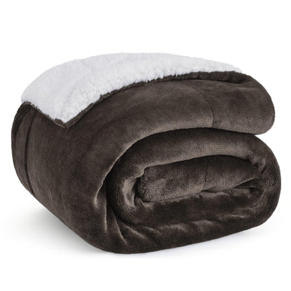 Bedsure GentleSoft Sherpa Fleece Queen Blankets for Bed, Non-Heated, Thick and Warm Throw for Women and Men, Soft Fuzzy Plush Comfort Queen Blanket for Winter, Grey, 90x90 Inches