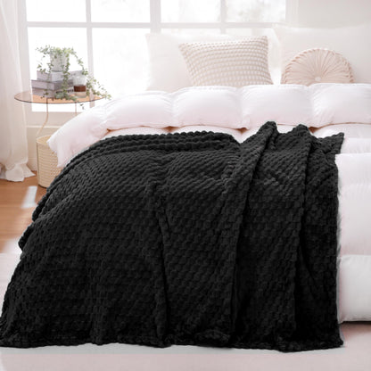 Puncuntex Burnt Orange Throw Blanket 50"×60" Fuzzy 3D Jacquard Decorative