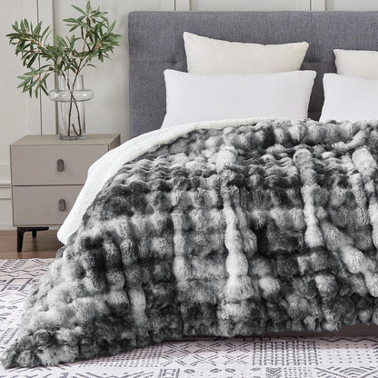 50"x60" Ultra-Soft Fuzzy Faux Fur Throw Blanket, Brown Tie Dye