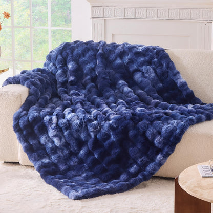 BENVWE Faux Fur Throw Blanket for Couch - Cozy Plush Fluffy Soft Thick Bubble Blanket for Living Room Home Decor - Mothers Day Birthday Gifts for Women, Cream White, 51" x 63"