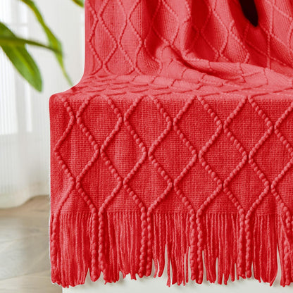 inhand Off White Knitted Throw Blanket for Couch and Bed, 50"x60"
