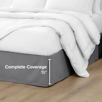 Bare Home Bed Skirt 15-Inch Drop 1800 Ultra-Soft (Queen, Grey)