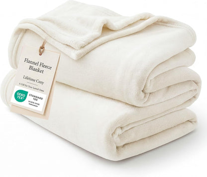 Bedsure GentleSoft Fleece Blankets Queen Size Cream - Birthday Gifts for Women Bed Blanket Soft Lightweight Plush Fuzzy Cozy Luxury Microfiber, Home Room Decor Gifts, 90x90 inches