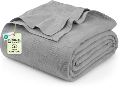 Utopia Bedding 100% Cotton Thermal Blanket White Twin, 90x72 Inches