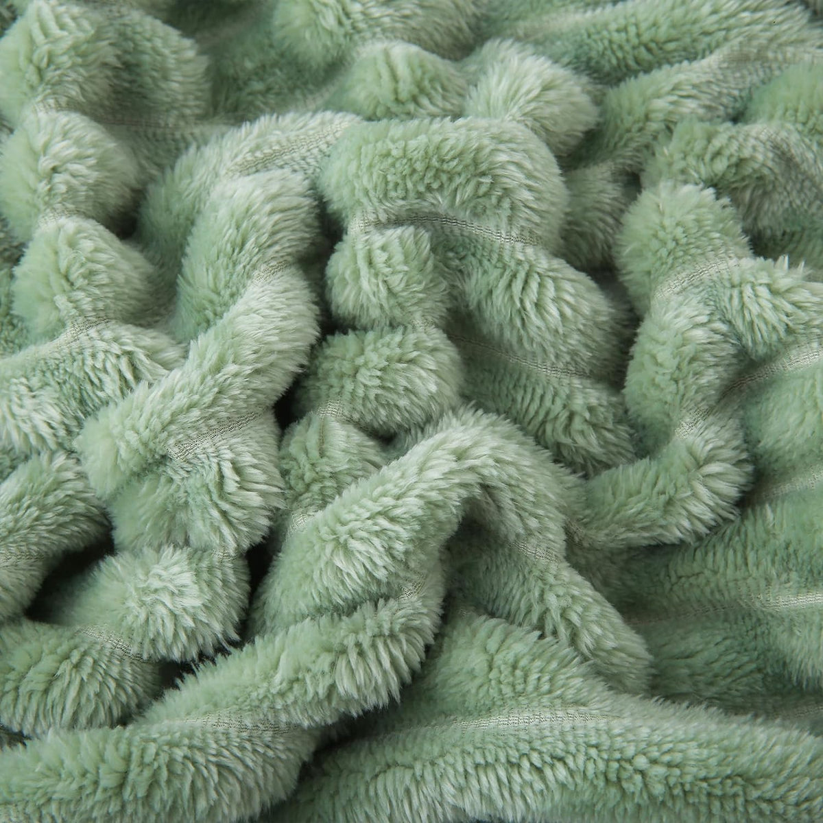 Sage Green Fleece Throw Blanket 50”×60” for Couch Sofa Livingroom