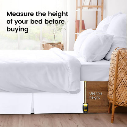 King Size Pleated Bed Skirt, Hides Under-Bed Storage 16 Inch Drop, White