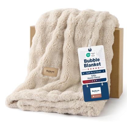 Bedsure Cloud Bubble Blanket, Soft Cozy Throw, Off White, 50"×60"