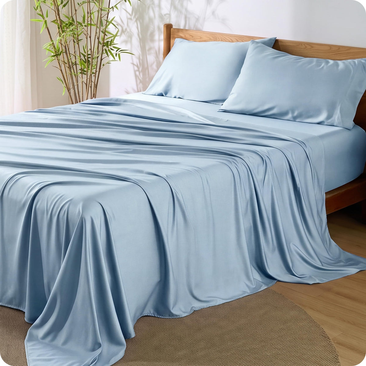 Bedsure PureWoven 100% Rayon Derived from Bamboo, Queen Sheets, 4 Pieces