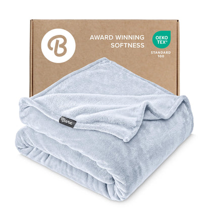 Bare Home Fleece Blanket Luxury Microplush (Full/Queen, Grey)