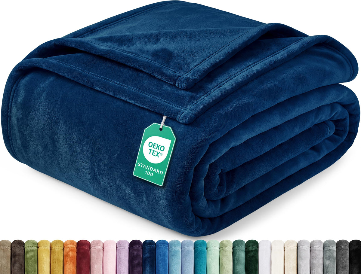 Soft Fleece Blanket for Bed Queen Size Cool Grey (90x90 Inch)
